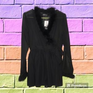 24hrsXDolls Kill chiffon faux fur wrap blouse